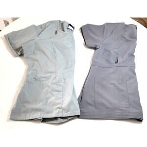 Women's Scrubs Top 2 Pc Lot Sz L Cherokee 4746 All Star Uniforms Gray A4000
